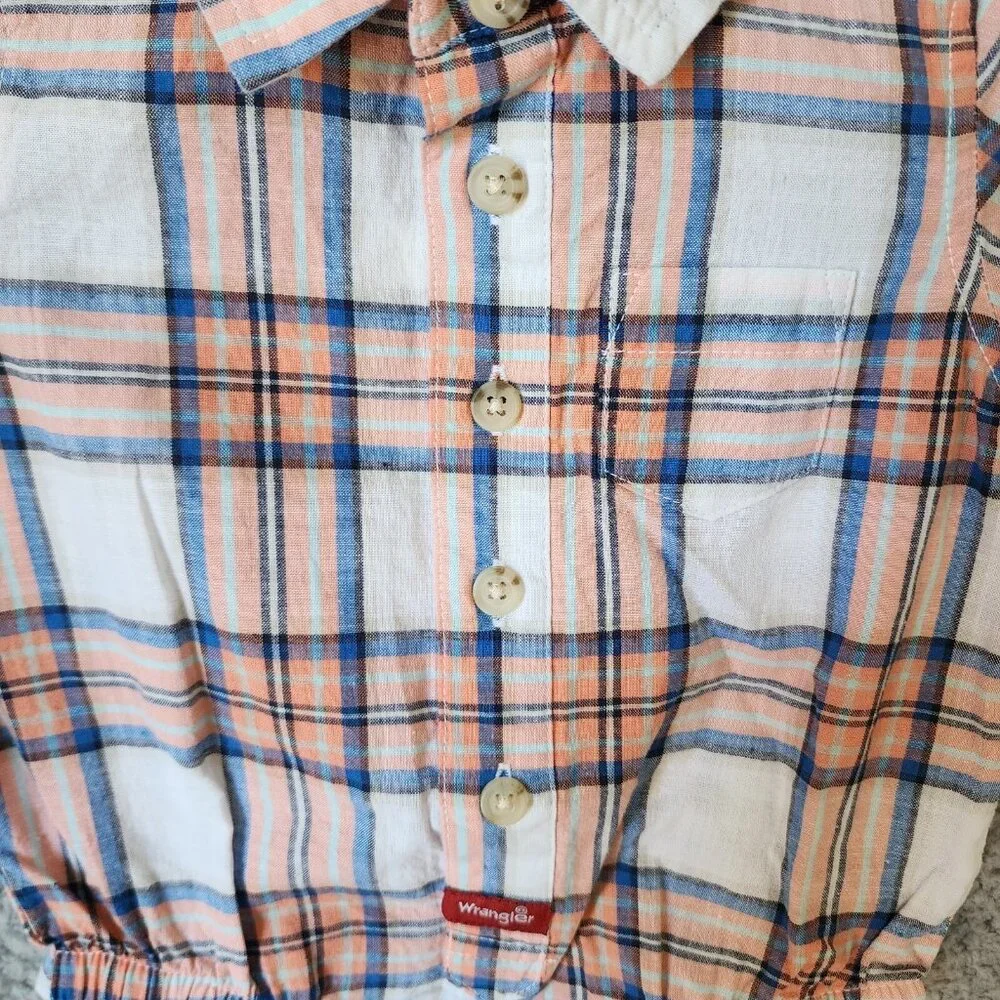 NEW Wrangler Plaid Pearl Snap Western One‎ Piece Baby Toddler Size 6 Months